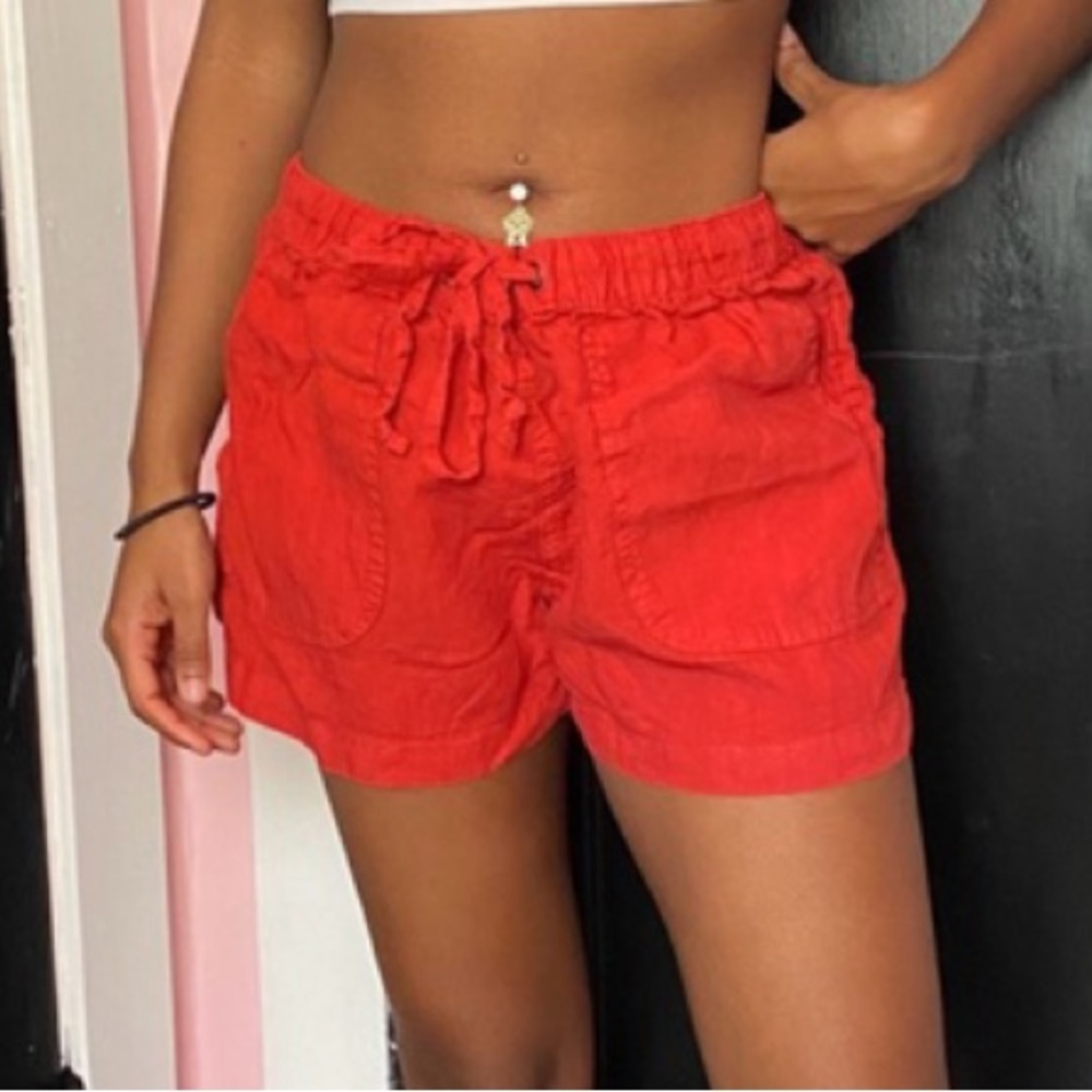 C&C California Red Linen Shorts